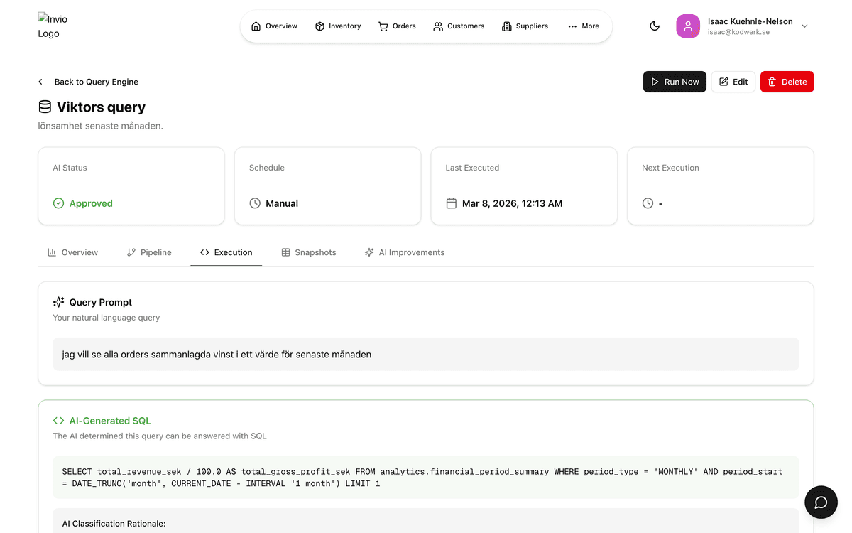 Query Engine-resultat med data och konfidenspoäng